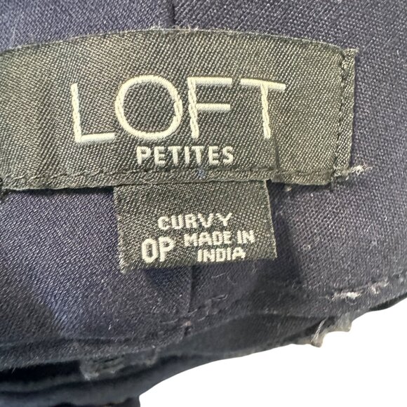 Loft Womens Curvy Skinny Ankle Pants Navy Size 0P Cotton/Polyester Blend - Picture 7 of 7